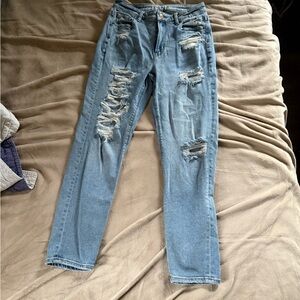 American Eagle Outfitters Light Blue Distressed Straight Leg Jeans